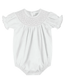 White and Pink Smocked Bubble Romper