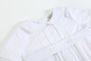White Collared Button Romper with Bonnet