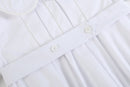 White Collared Button Romper with Bonnet