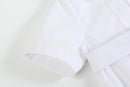 White Collared Button Romper with Bonnet