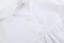 White Collared Button Romper with Bonnet