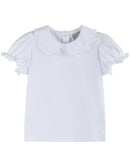 White Collared Lace Sleeve Shirt