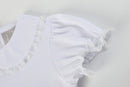 White Collared Lace Sleeve Shirt