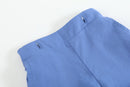White Collared Top and Blue Button Shorts