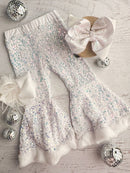 White Sequin Girls Bell Bottoms
