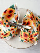 White Sunflower Rhinestone Center Texas Size Hair Bow