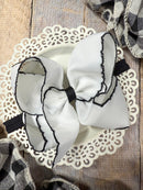 White with Black Moonstitch Bow Headband