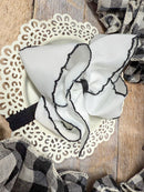 White with Black Moonstitch Bow Headband