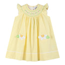 Yellow Daisy Pocketed Smocked Bishop Dress