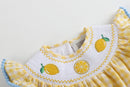 Yellow Gingham Lemon Smocked Flutter Romper