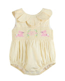 Yellow Petal Collared Smocked Bubble Romper