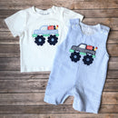 BACK TO SCHOOL MONSTER TRUCK APPLIQUE T-SHIRT