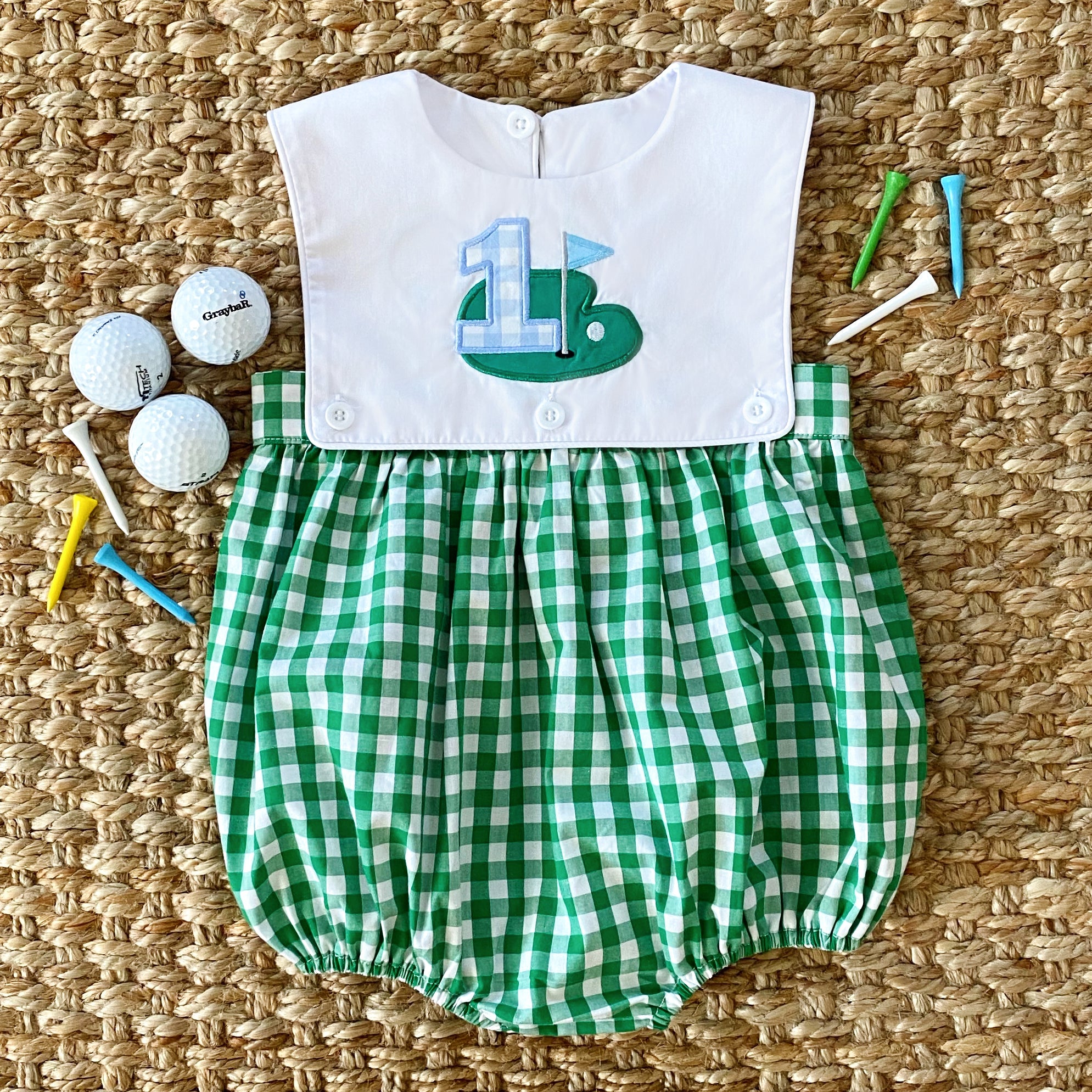 Bailey Boys Baby Girls Knit Bubble - Hole in One Golf - Pink Stripes main image 0