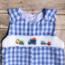 Smocked Pumpkin Halloween Jon Jon with Trucks