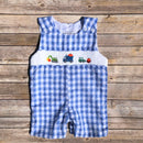 Smocked Pumpkin Halloween Jon Jon with Trucks