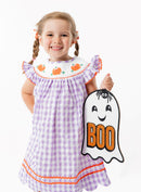 Bishop Smocked Pumpkin Halloween Dress